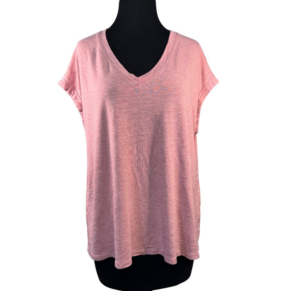 Jessica Simpson Womens  Size XL Pink V-Neck Short Sleeve Top Super Soft
